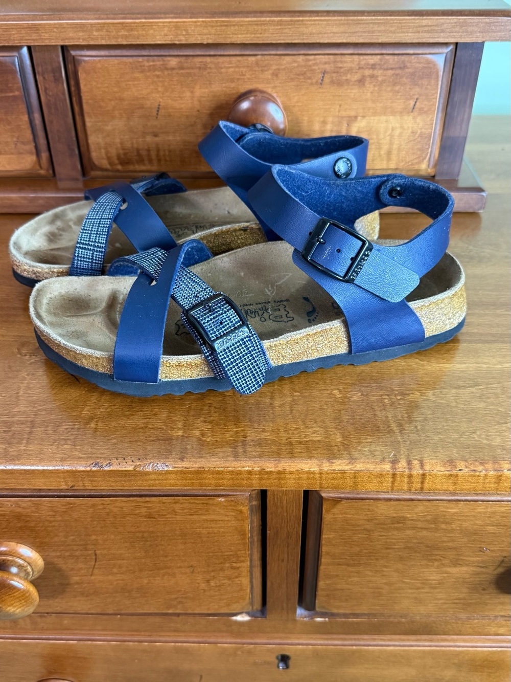 Birkenstock Birki’s blue comfort cork‎ leather sandal kid-woman EU 40 US 5-5.5